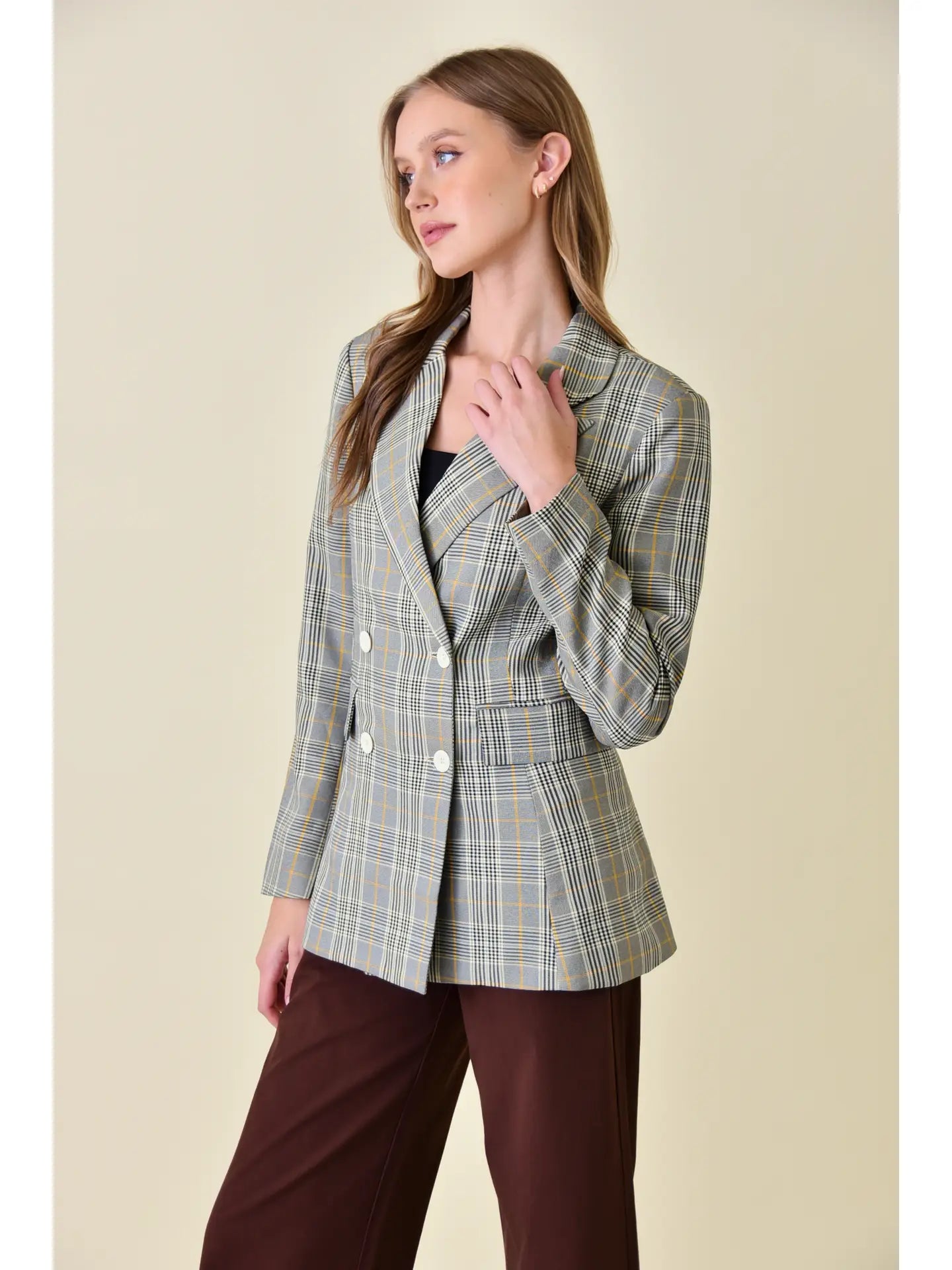 Dressy Preppy Plaid Checker Structured BLAZER