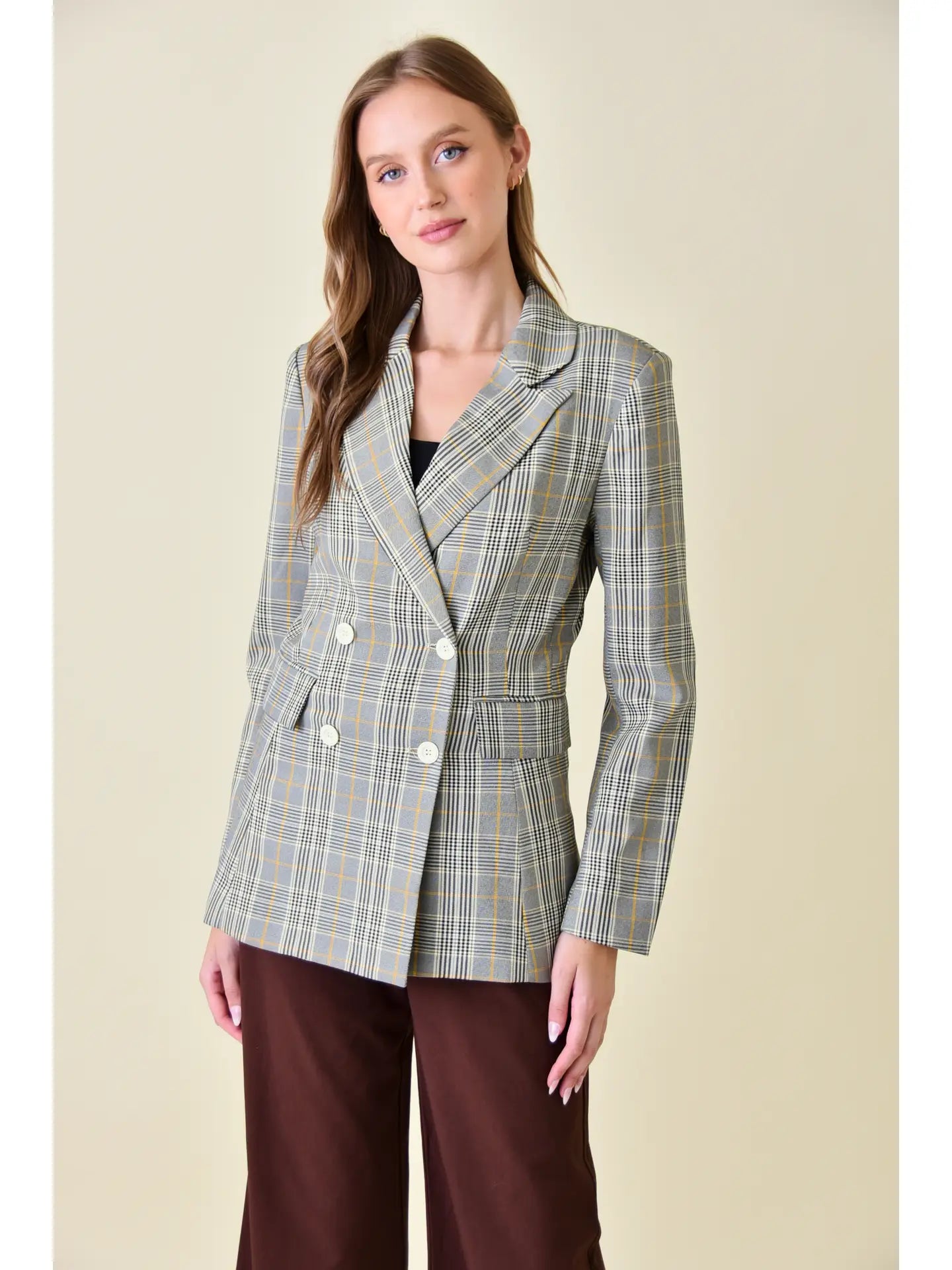 Dressy Preppy Plaid Checker Structured BLAZER