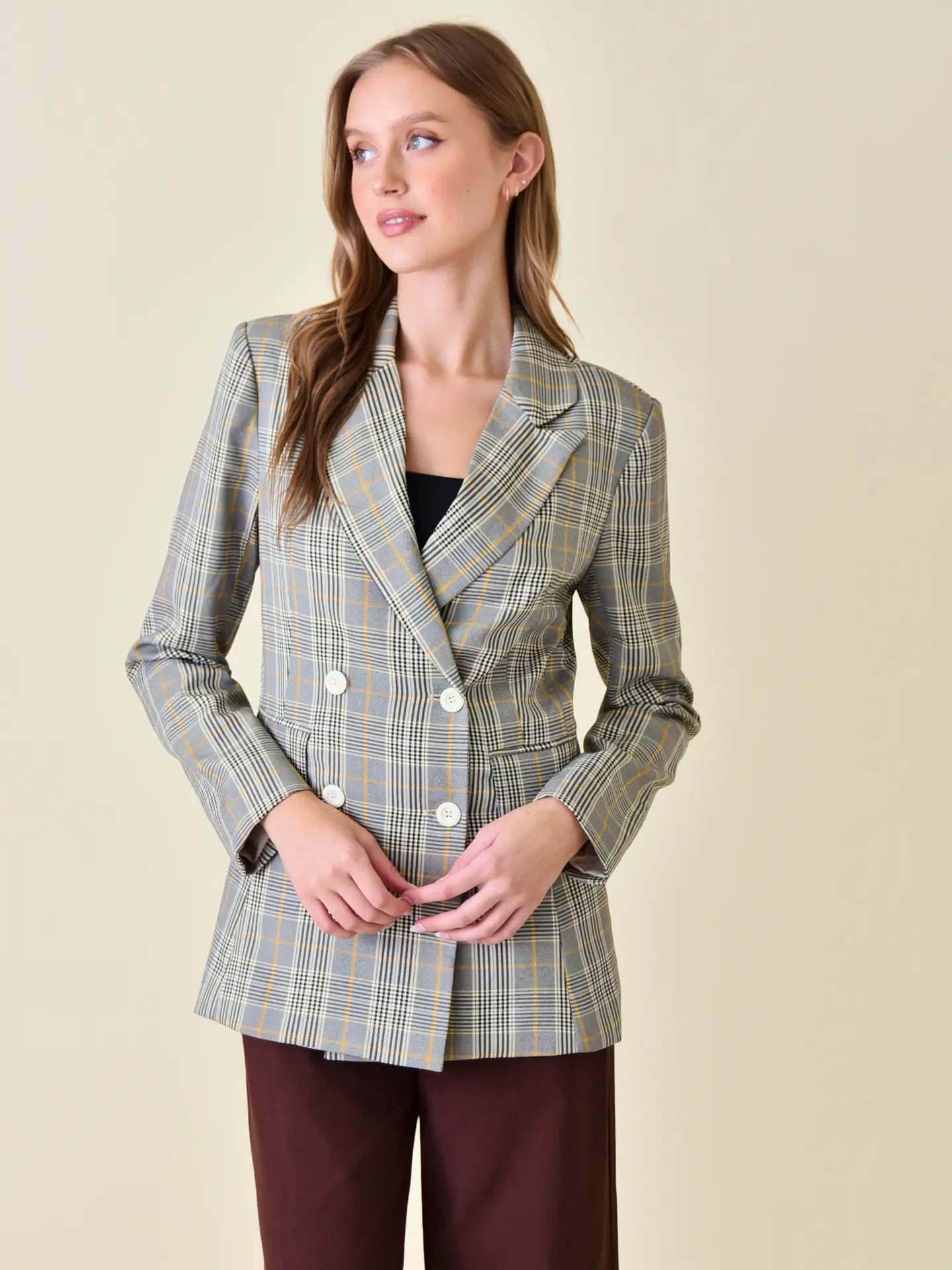 Dressy Preppy Plaid Checker Structured BLAZER