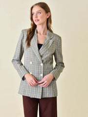 Dressy Preppy Plaid Checker Structured BLAZER