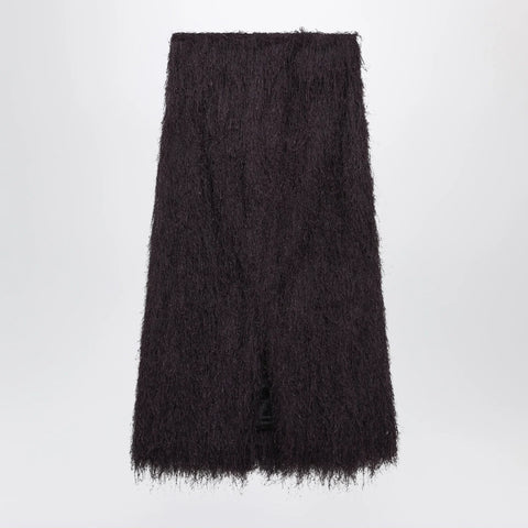 Dries Van Noten Dark purple midi skirt with fringes