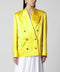 Dries Van Noten Double-Breasted Cotton Blend Jacket Shiny Yellow