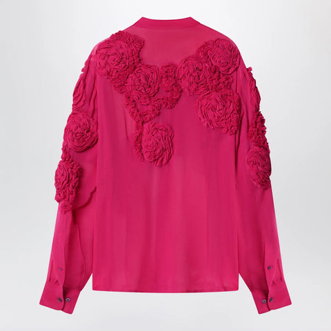 Dries Van Noten Fuchsia shirt with embossed roses