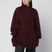 Dries Van Noten Oversized burgundy mohair-blend sweater