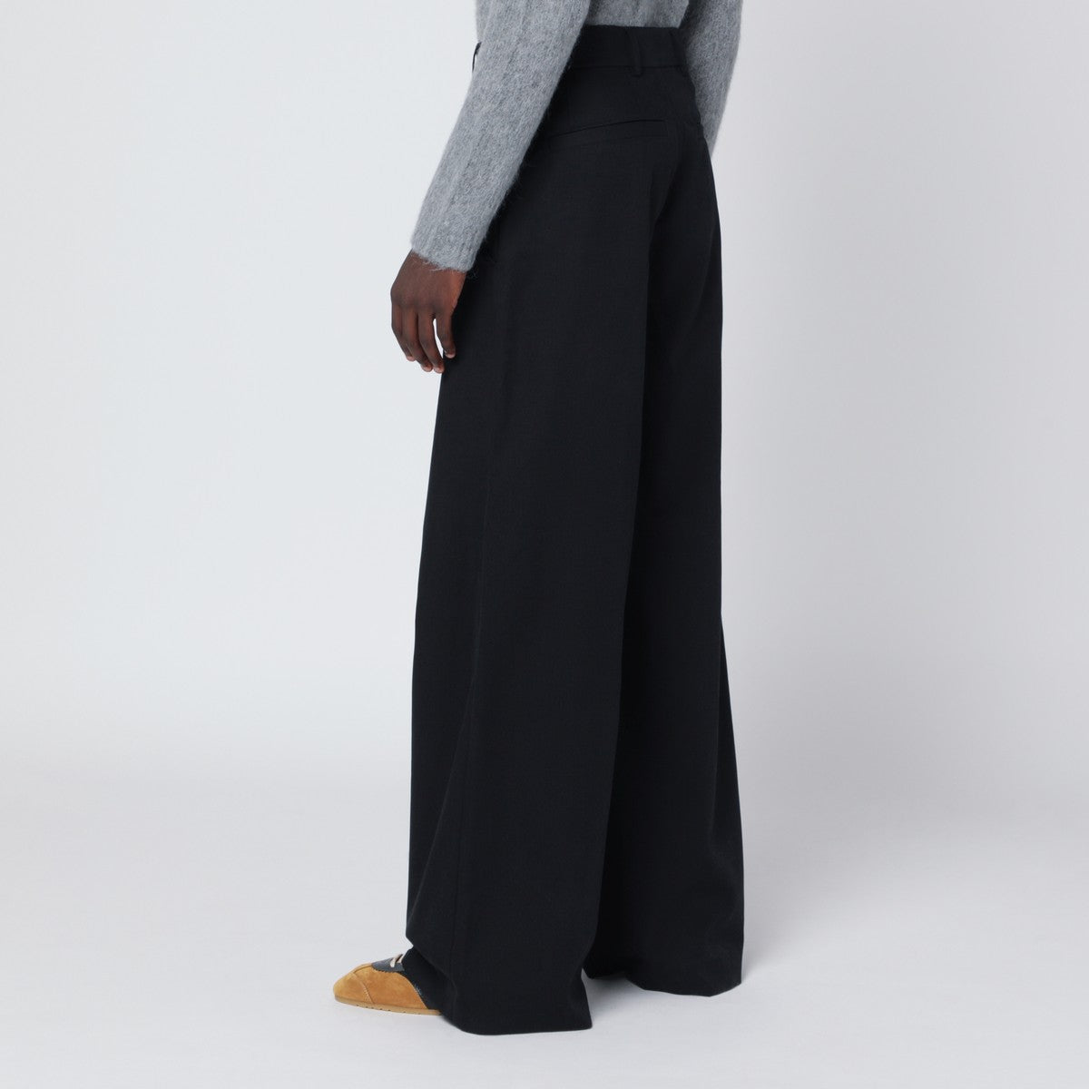 Dries Van Noten Wide black cotton trousers