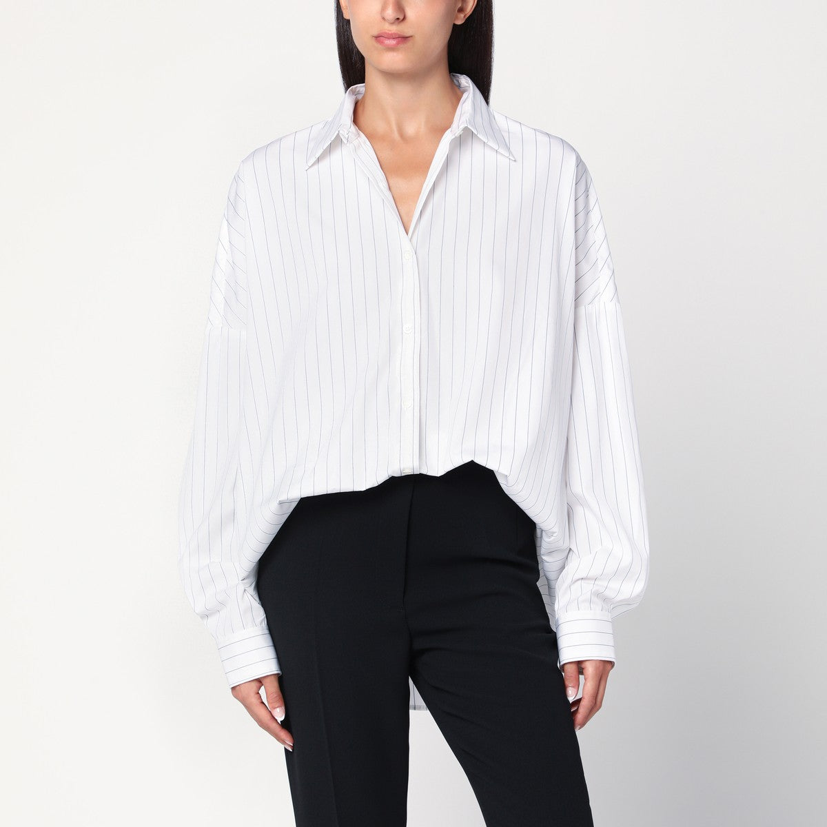 Dries Van Noten Wide white pinstriped shirt
