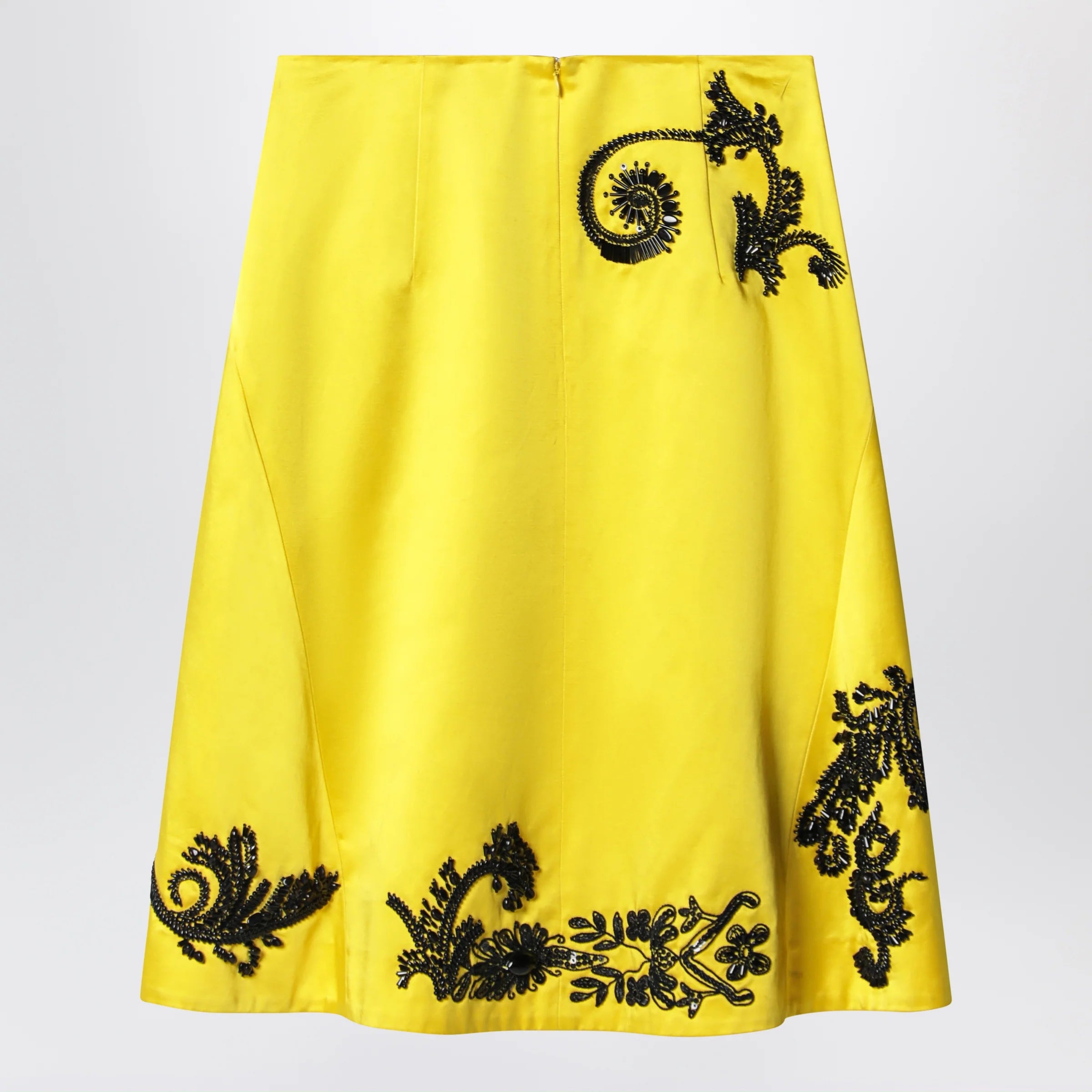 Dries Van Noten Yellow skirt with black sequin embroidery