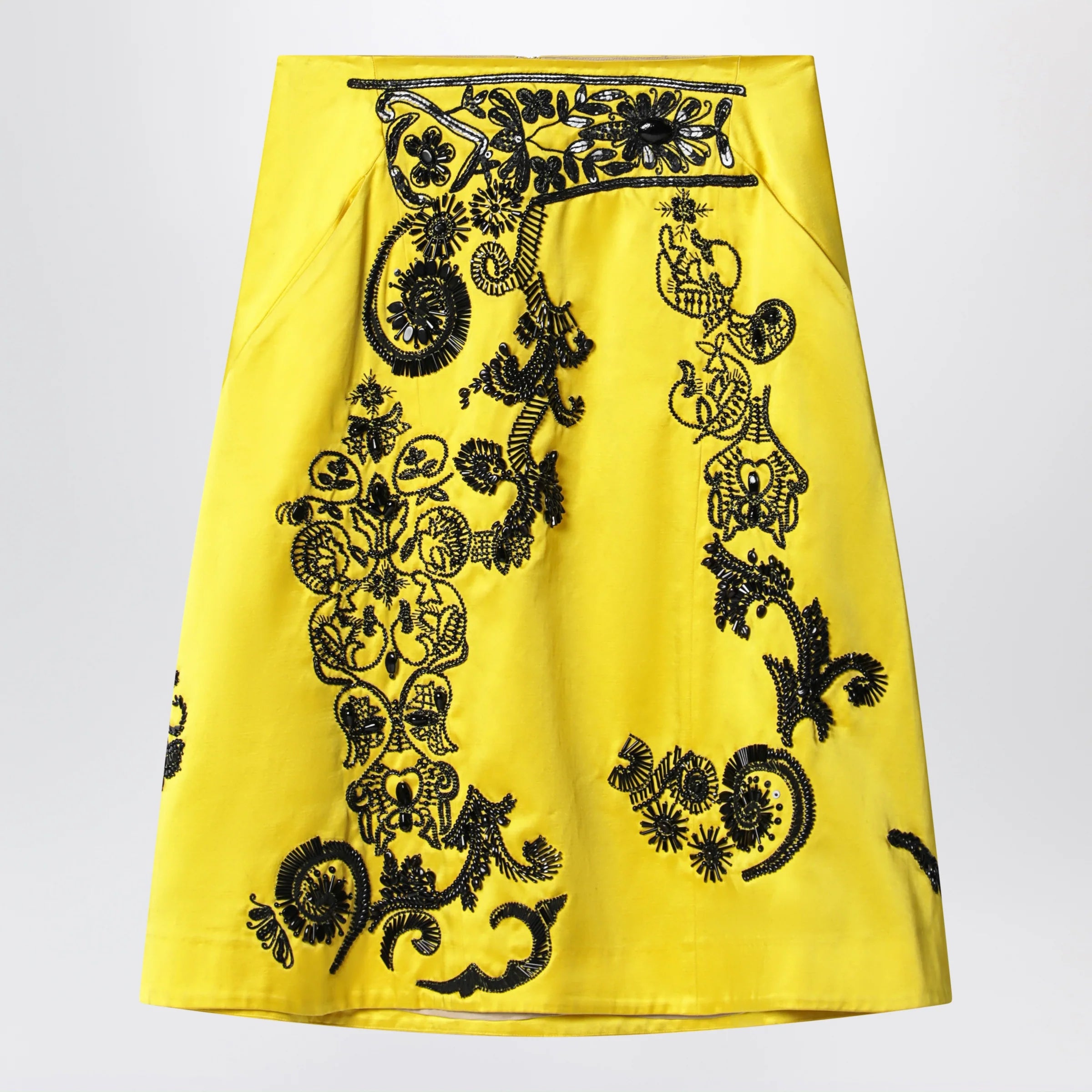 Dries Van Noten Yellow skirt with black sequin embroidery