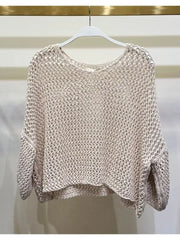 Drop Shoulder Crochet V-Neck Tunic Beige-Tunic-MILIO MILANO-One Size-Beige-Urbanheer