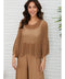 Drop Shoulder Crochet V-Neck Tunic Camel-Tunic-MILIO MILANO-One Size-Camel-Urbanheer