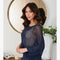 Drop Shoulder Crochet V-Neck Tunic Navy Blue-Tunic-MILIO MILANO-One Size-Navy Blue-Urbanheer