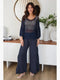 Drop Shoulder Crochet V-Neck Tunic Navy Blue-Tunic-MILIO MILANO-One Size-Navy Blue-Urbanheer