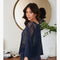 Drop Shoulder Crochet V-Neck Tunic Navy Blue-Tunic-MILIO MILANO-One Size-Navy Blue-Urbanheer