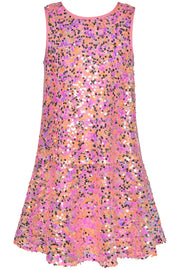 Drop Waist Sequined Dress-Dress-Hannah Banana-4-PINK MULTI-Urbanheer