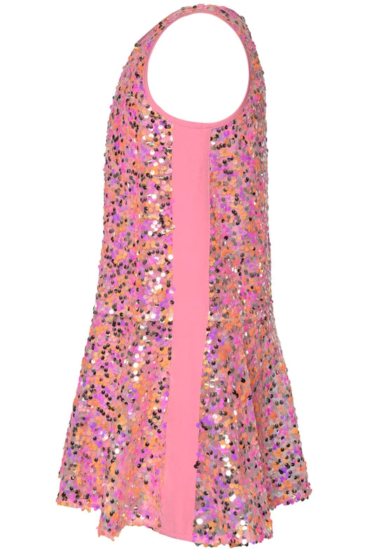Drop Waist Sequined Dress-Dress-Hannah Banana-4-PINK MULTI-Urbanheer