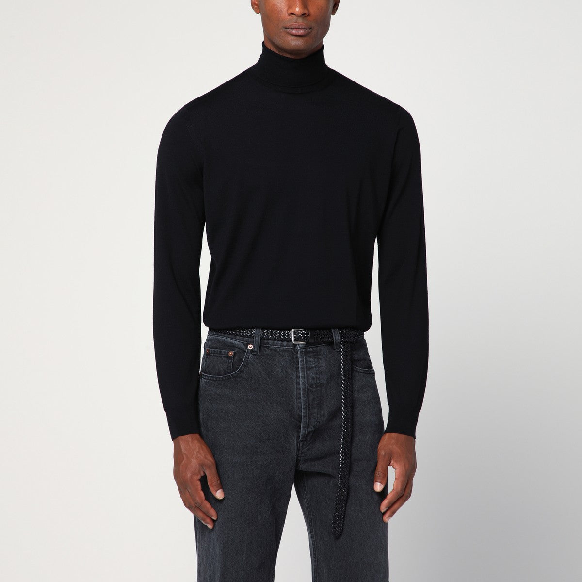 Drumohr Black wool turtleneck sweater