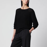 Dunst Black loose-knit cotton-blend top