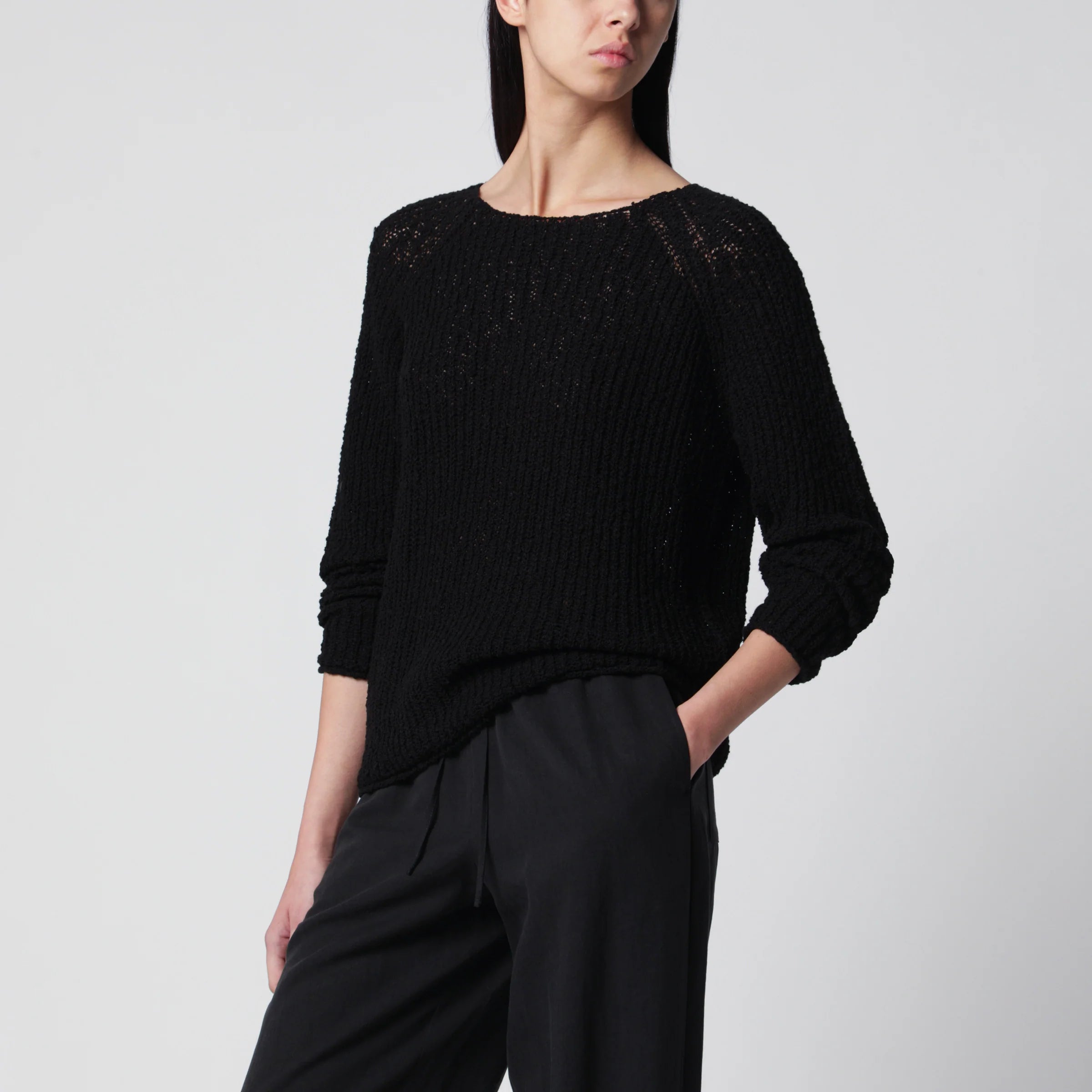 Dunst Black loose-knit cotton-blend top