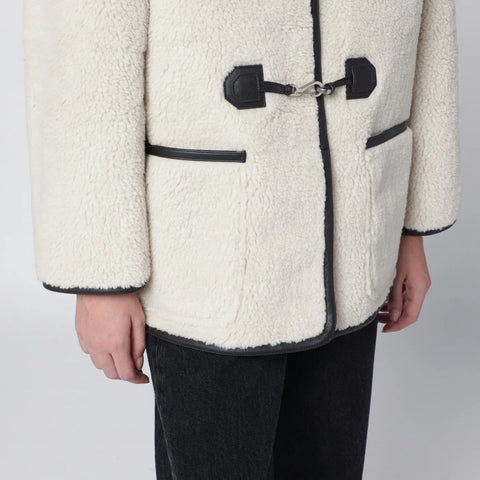 Dunst Cream shearling-effect fabric jacket