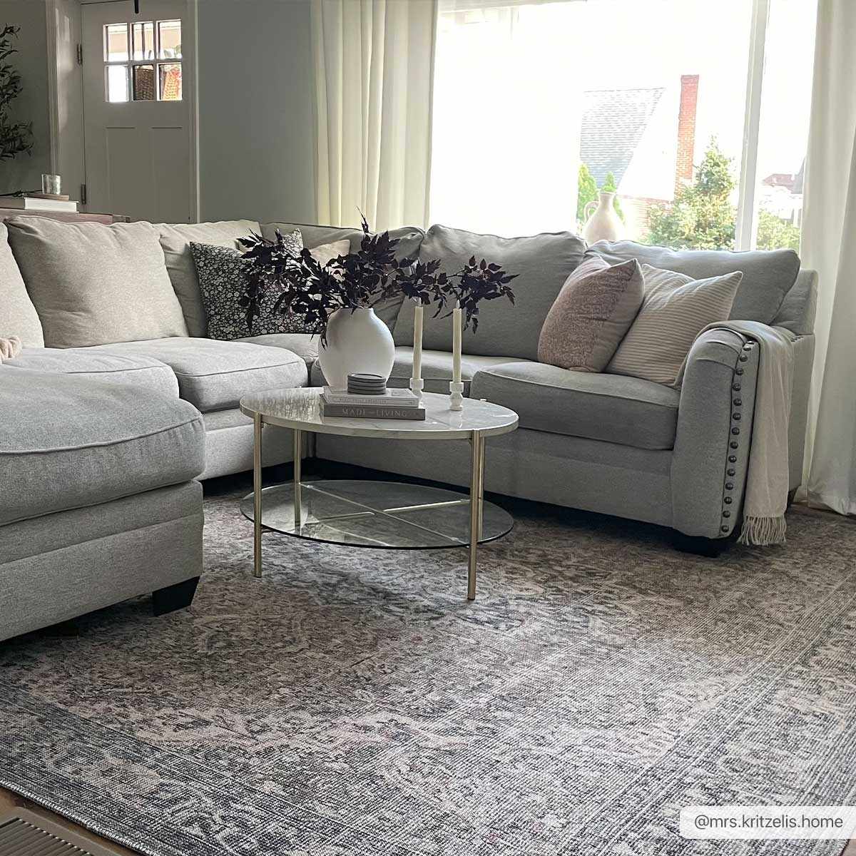 Dusty Sage Greenpoint Medallion Washable Area Rug-Rugs-Hauteloom-2'7" x 7'3" Runner-Urbanheer