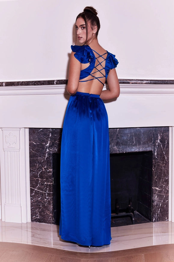 Dylan & Davids Long Sexy Prom Dress Cut Out Low Back-Dress-Dylan & Davids-XS-Royal Blue-Urbanheer