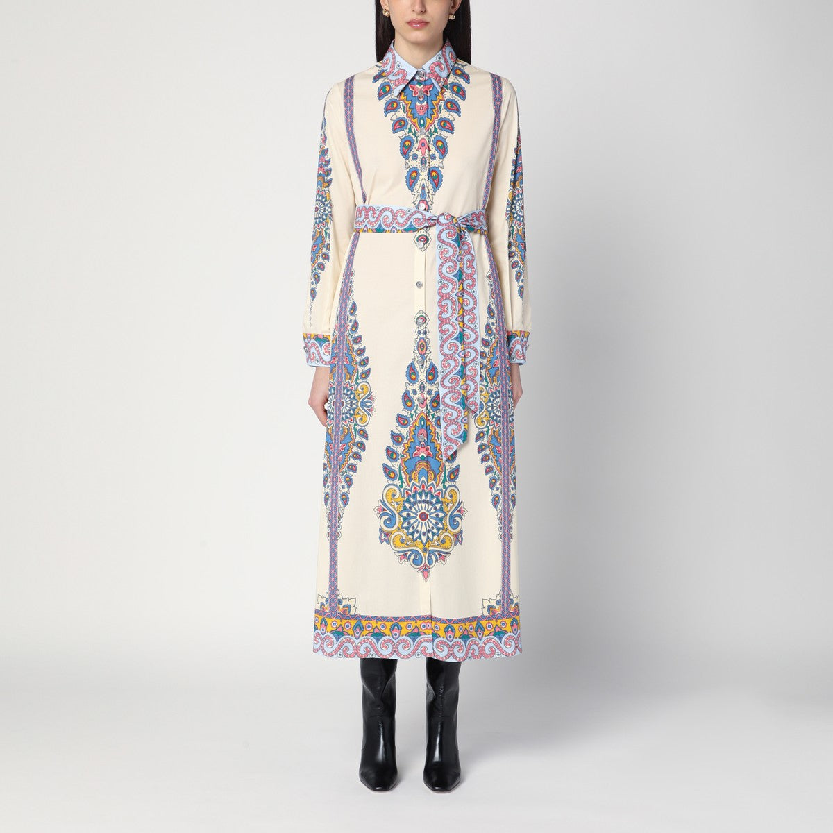 ETRO Cotton chemise dress with Paisley print