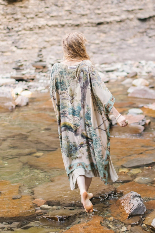 Earth And Sky Bohemian Bamboo Kimono With Tree Print-Kimono-Market of Stars-length 92cm width 110cm.-Urbanheer