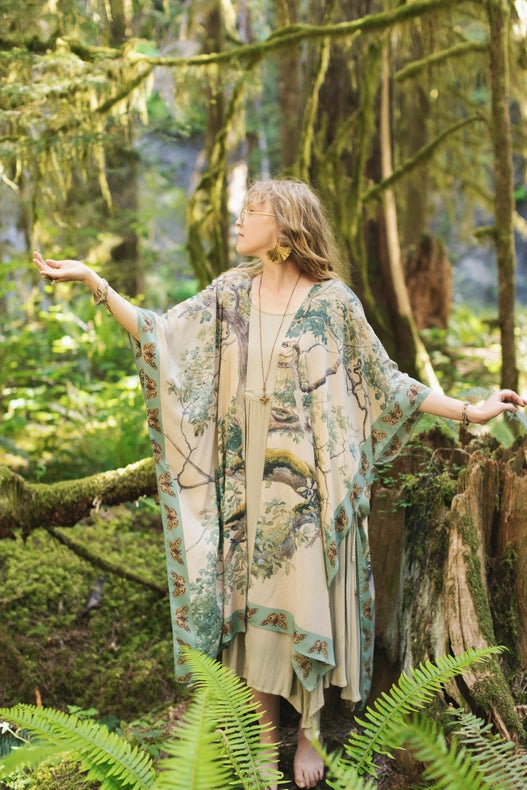 Earth And Sky Bohemian Bamboo Kimono With Tree Print-Kimono-Market of Stars-length 92cm width 110cm.-Urbanheer