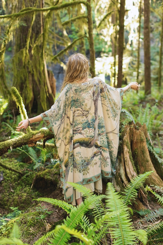 Earth And Sky Bohemian Bamboo Kimono With Tree Print-Kimono-Market of Stars-length 92cm width 110cm.-Urbanheer