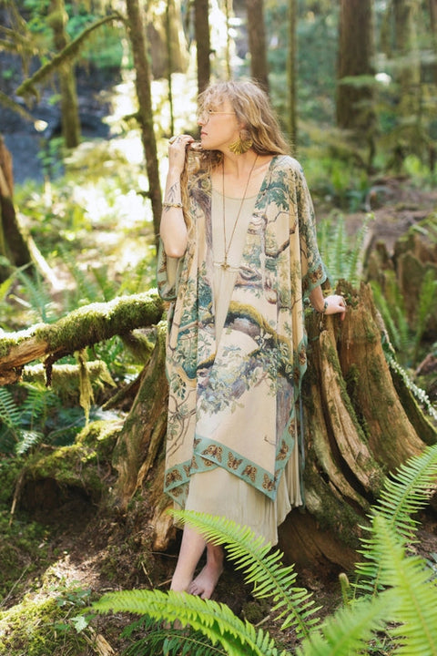 Earth And Sky Bohemian Bamboo Kimono With Tree Print-Kimono-Market of Stars-length 92cm width 110cm.-Urbanheer