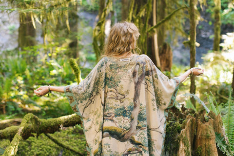Earth And Sky Bohemian Bamboo Kimono With Tree Print-Kimono-Market of Stars-length 92cm width 110cm.-Urbanheer