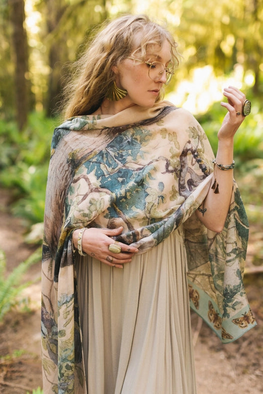 Earth and Sky Bohemian Bamboo Scarf with Tree Print-Scarf-Market of Stars-68cm x 155cm-Urbanheer