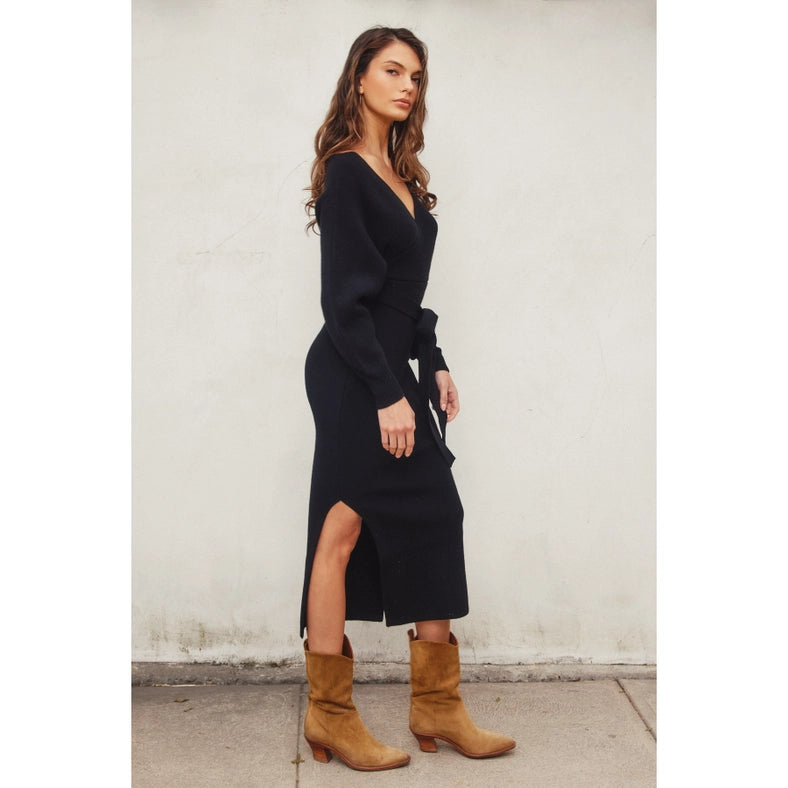 Easy To Love Knitted Midi Dress BLACK-Dress-Dress Forum-S-Urbanheer