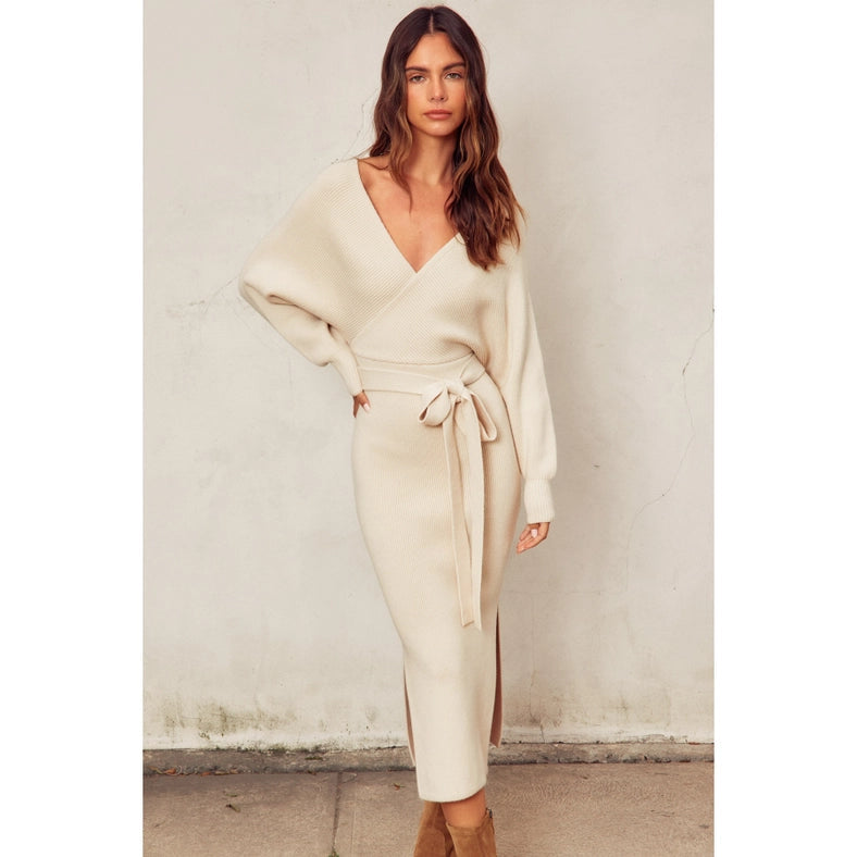 Easy To Love Knitted Midi Dress CREAM-Dress-Dress Forum-S-Urbanheer