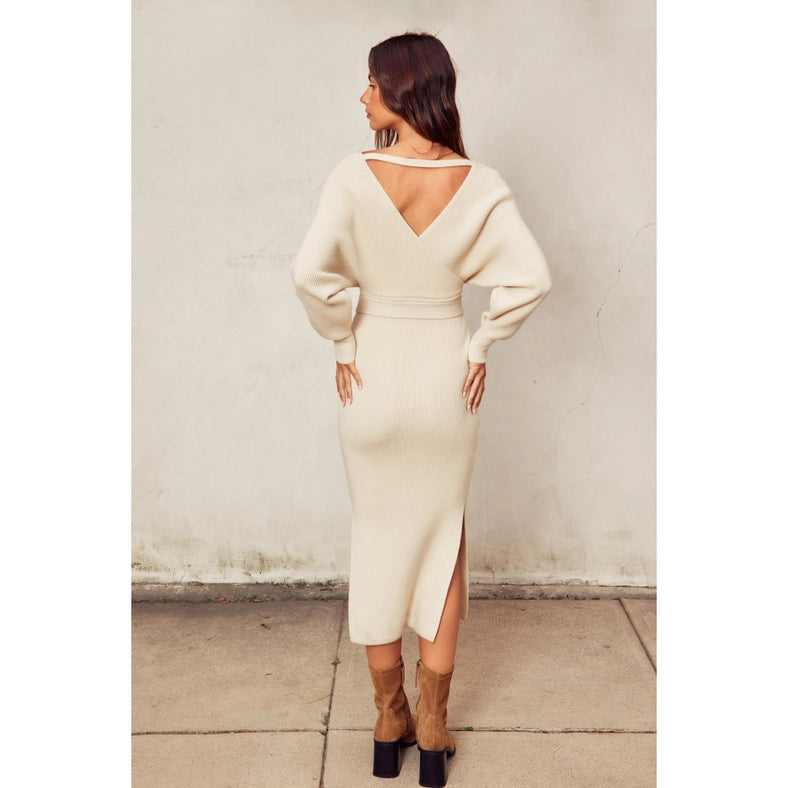 Easy To Love Knitted Midi Dress CREAM-Dress-Dress Forum-S-Urbanheer