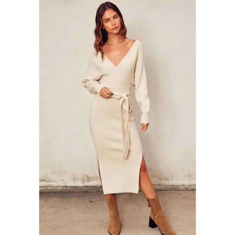Easy To Love Knitted Midi Dress CREAM-Dress-Dress Forum-S-Urbanheer