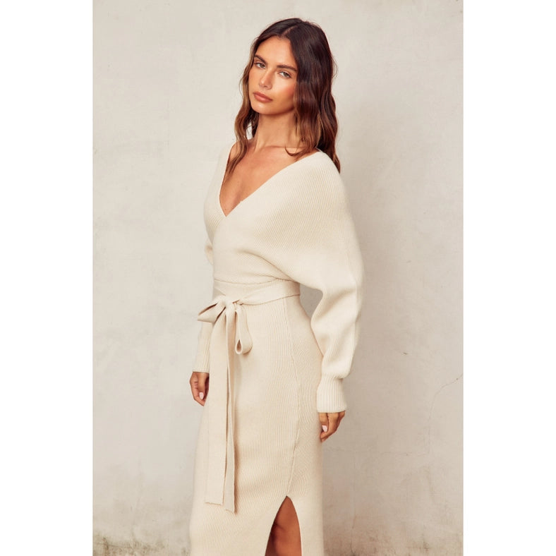 Easy To Love Knitted Midi Dress CREAM-Dress-Dress Forum-S-Urbanheer
