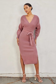 Easy To Love Knitted Midi Dress DRIED ROSE-Dress-Dress Forum-S-Urbanheer