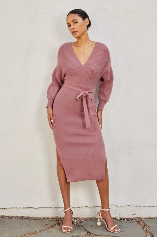 Easy To Love Knitted Midi Dress DRIED ROSE-Dress-Dress Forum-S-Urbanheer
