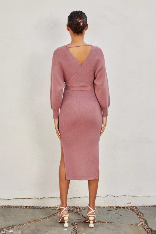 Easy To Love Knitted Midi Dress DRIED ROSE-Dress-Dress Forum-S-Urbanheer