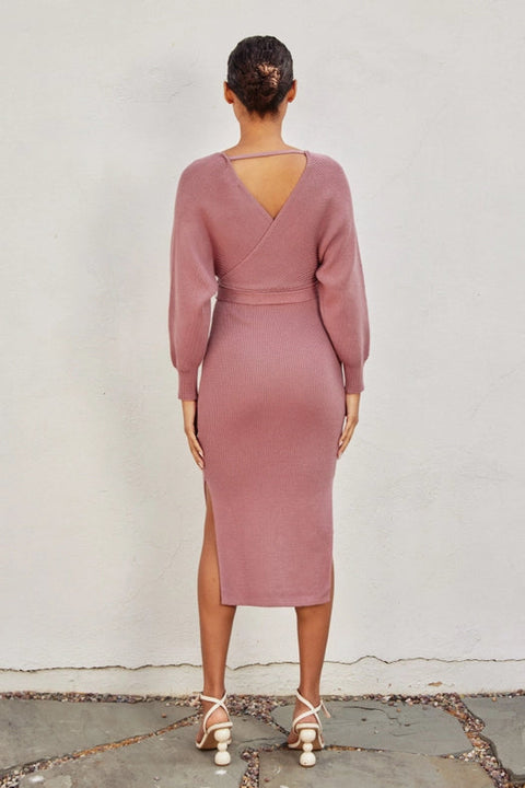 Easy To Love Knitted Midi Dress DRIED ROSE-Dress-Dress Forum-S-Urbanheer
