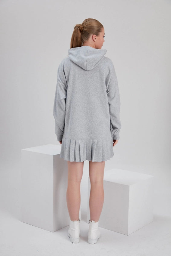Eco Tiered Fleece Dress - Light Grey-Dress-NOACODE-I-Light Grey-Urbanheer