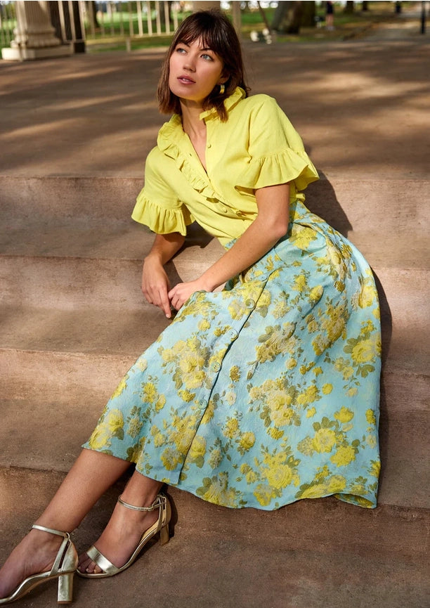 Eden Skirt Rose Garden Jacquard-Skirt-Abbey Glass-XS-Blue-Urbanheer