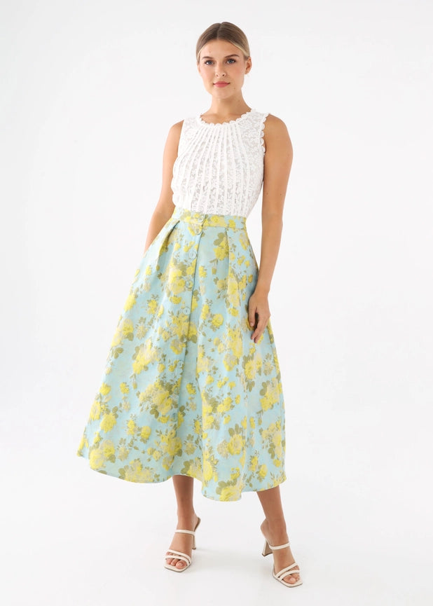 Eden Skirt Rose Garden Jacquard-Skirt-Abbey Glass-XS-Blue-Urbanheer