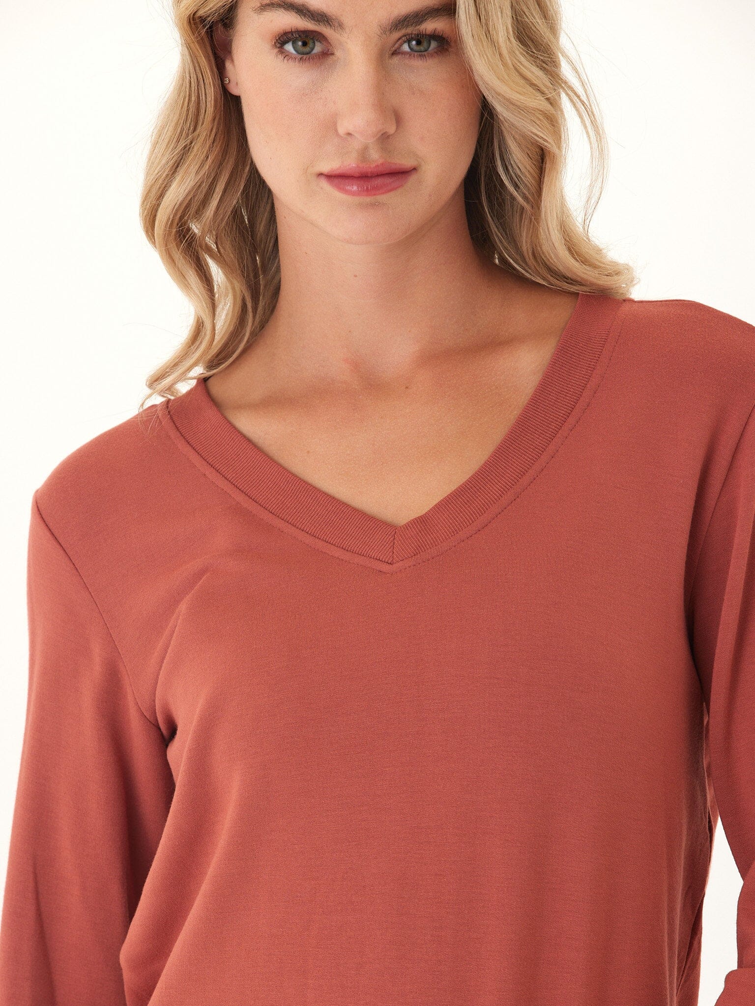 Edwina Feather Fleece V-Neck Sweatshirt