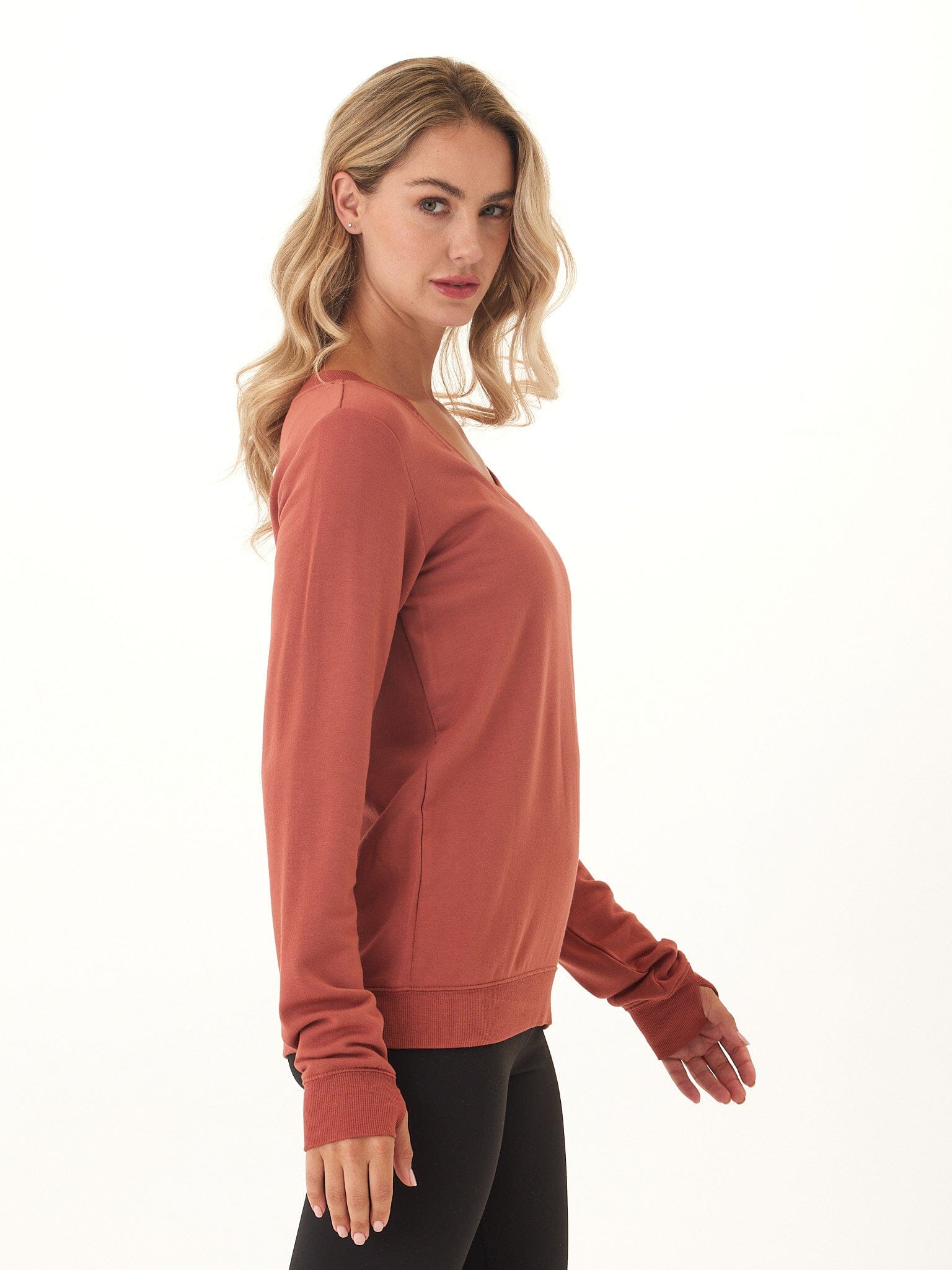 Edwina Feather Fleece V-Neck Sweatshirt