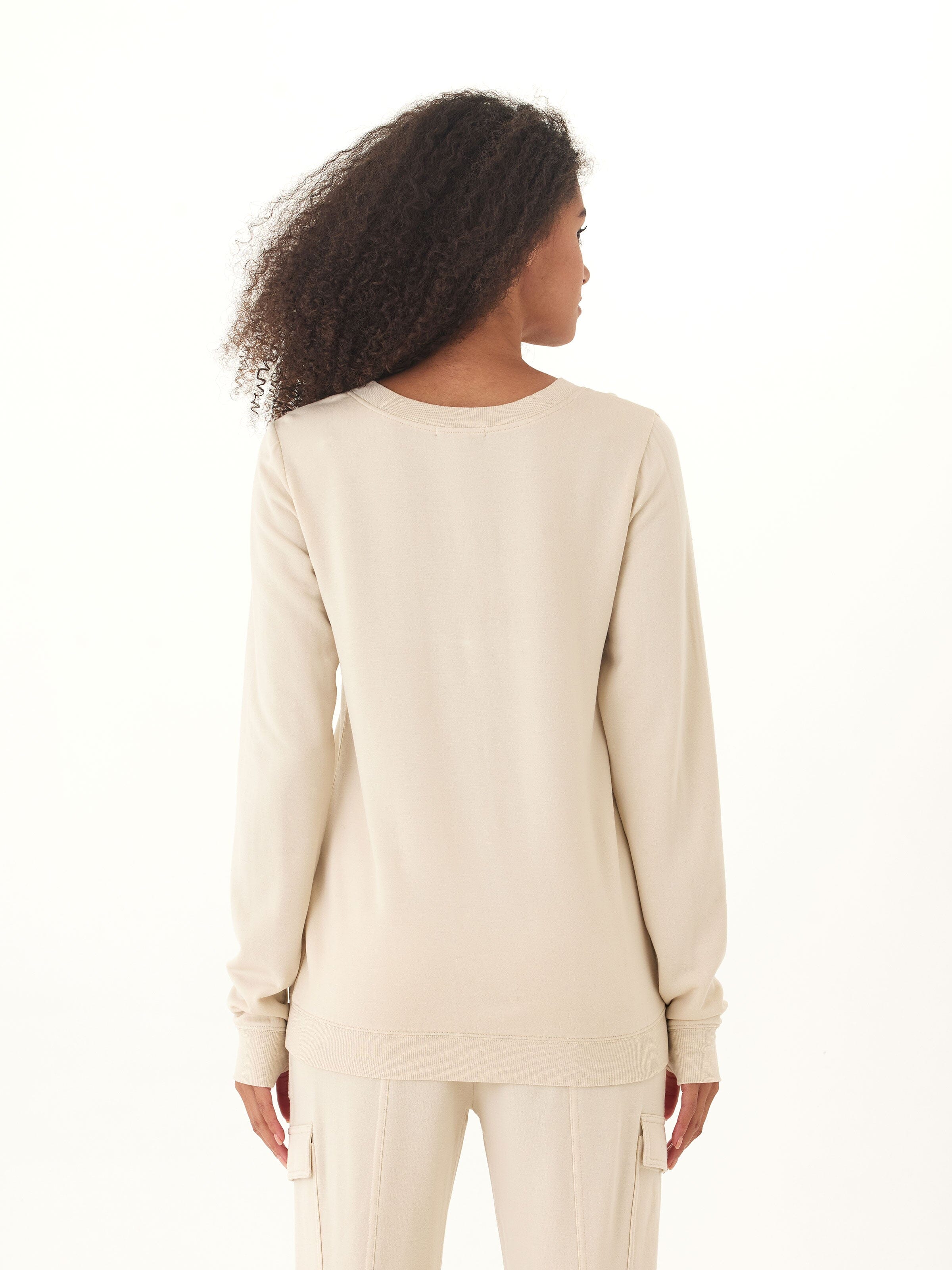 Edwina Feather Fleece V-Neck Sweatshirt