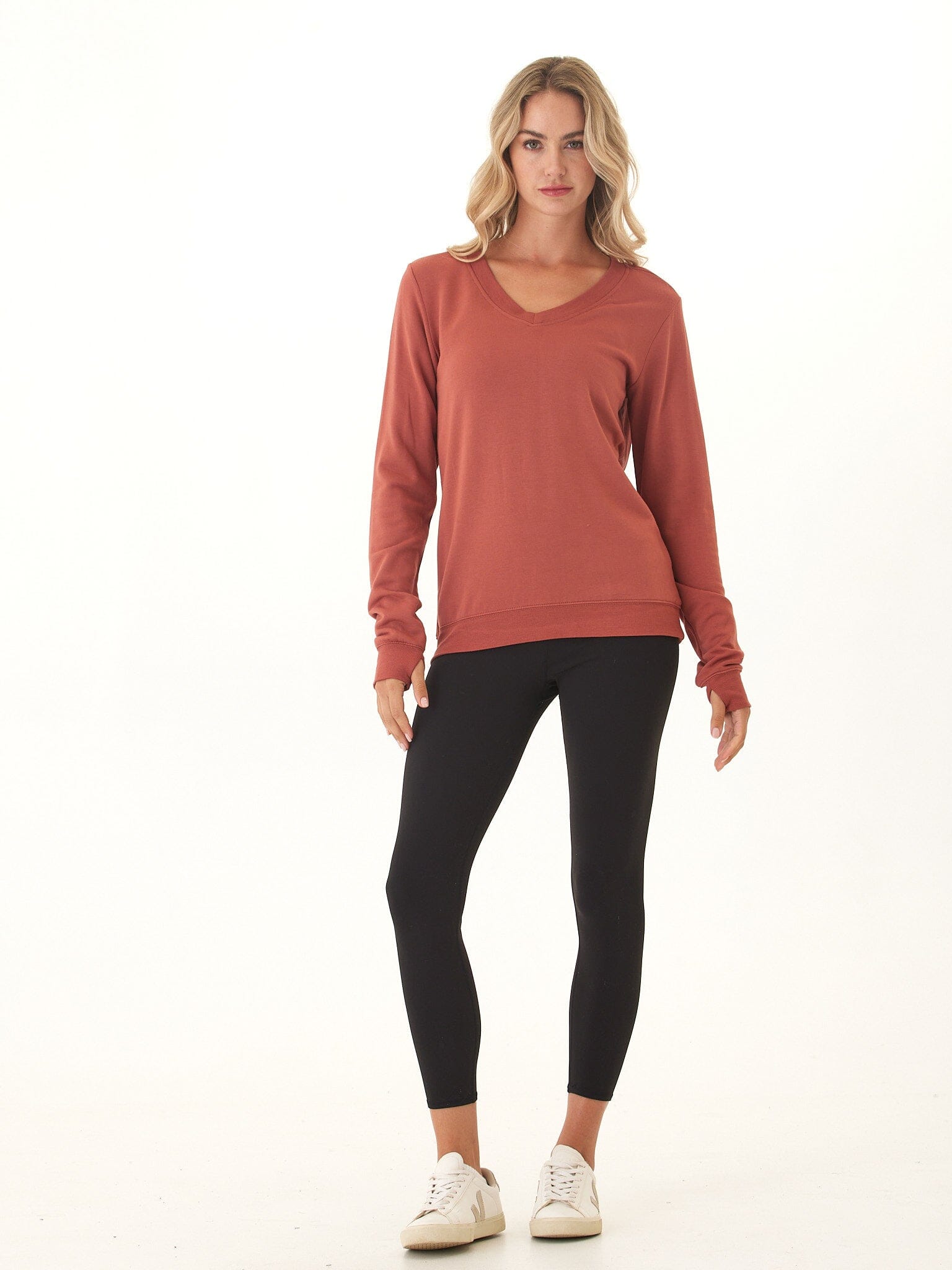 Edwina Feather Fleece V-Neck Sweatshirt