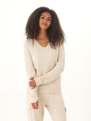 Edwina Feather Fleece V-Neck Sweatshirt