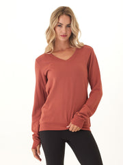 Edwina Feather Fleece V-Neck Sweatshirt